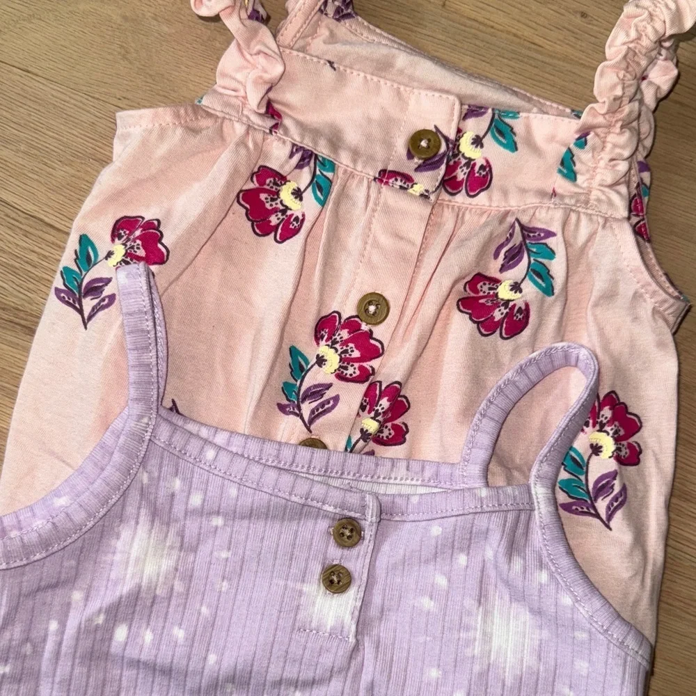 Carter's Pink Floral and Purple Striped Camisoles
